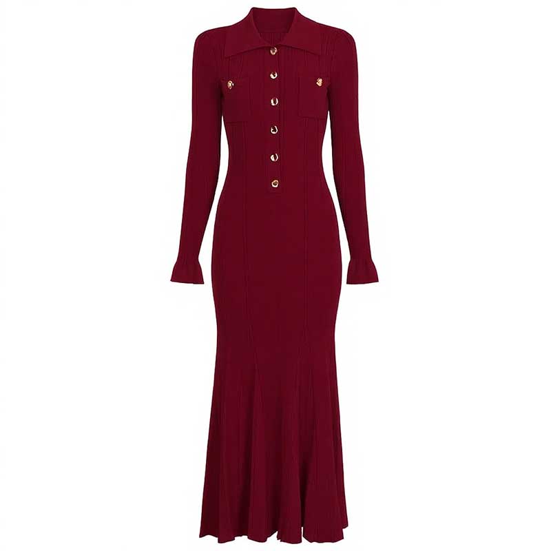 Women's Sweater Dresses Long Sleeve Ribbed knit Dresses