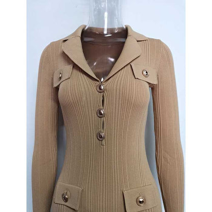 Knit Midi Dress for Women | Casual Long Sleeve Bodycon Dress