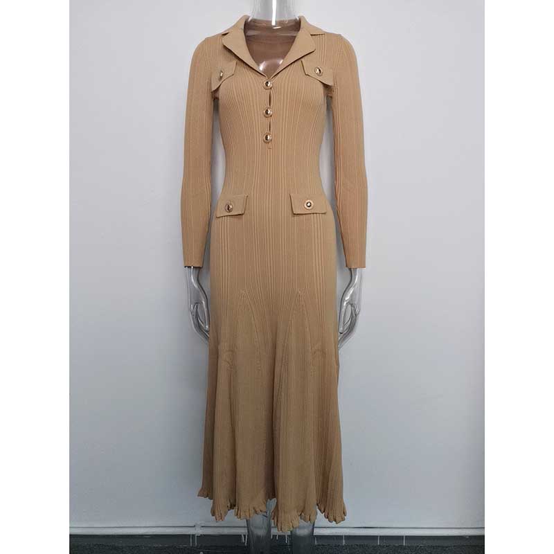 Knit Midi Dress for Women | Casual Long Sleeve Bodycon Dress