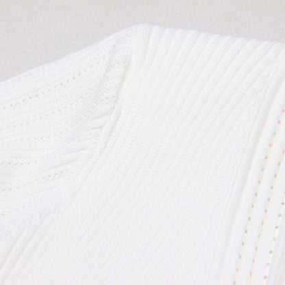 Button-embellished Flared Knit Mini Dress