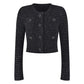 Women Black Skirt Suit Knitwear Cardigan Top Skirt Suit