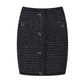 Women Black Skirt Suit Knitwear Cardigan Top Skirt Suit