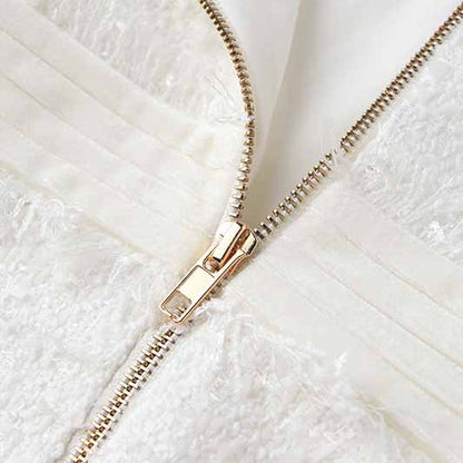 Lurex Knitted Mini Dress in White, Black Short Sleeve Shirt Dress for Women