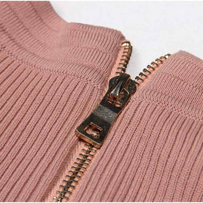 Women's Knitted Midi Dress With Sleeves Bodycon Cocktail Dress