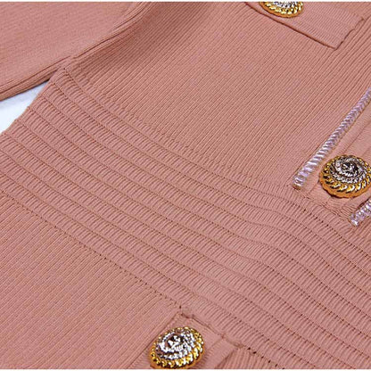 Women's Knitted Midi Dress With Sleeves Bodycon Cocktail Dress