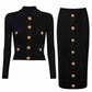 Women's Buttoned Knit Cardigan Skirt Suit