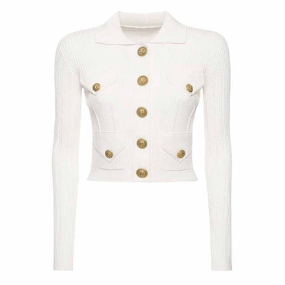 Women's Buttoned Knit Cardigan Skirt Suit