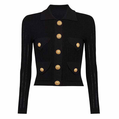 Women's Buttoned Knit Cardigan Skirt Suit