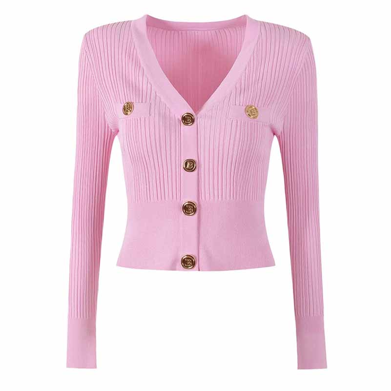 Women's Crop Cardigan V-Neck Knitted Top