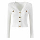 Women's Crop Cardigan V-Neck Knitted Top