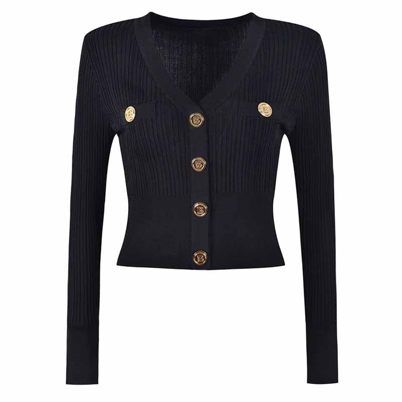 Women's Crop Cardigan V-Neck Knitted Top