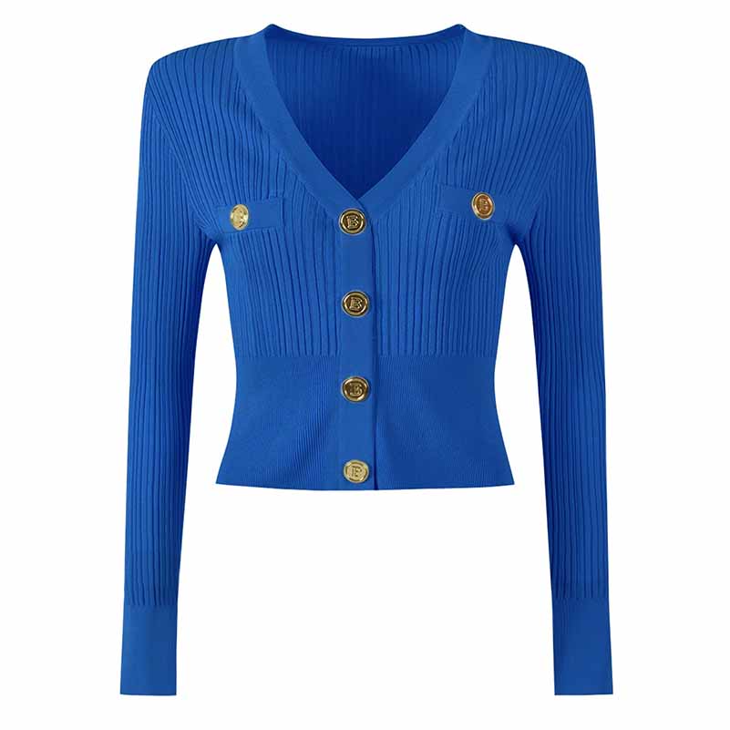 Women's Crop Cardigan V-Neck Knitted Top