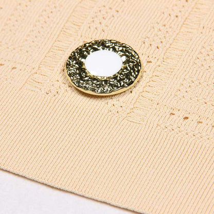 Button Detail Long Sleeves Knitted Crop Top