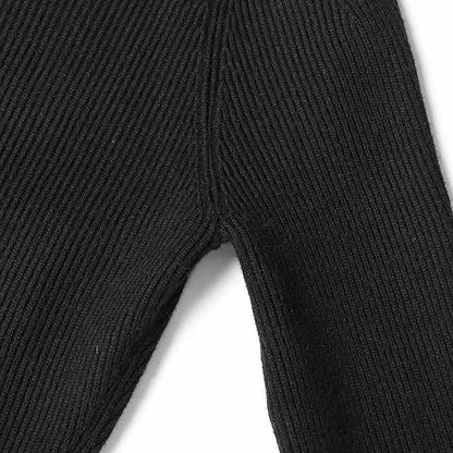 Square Neck Rib Long Sleeve Slim Fitted Tops