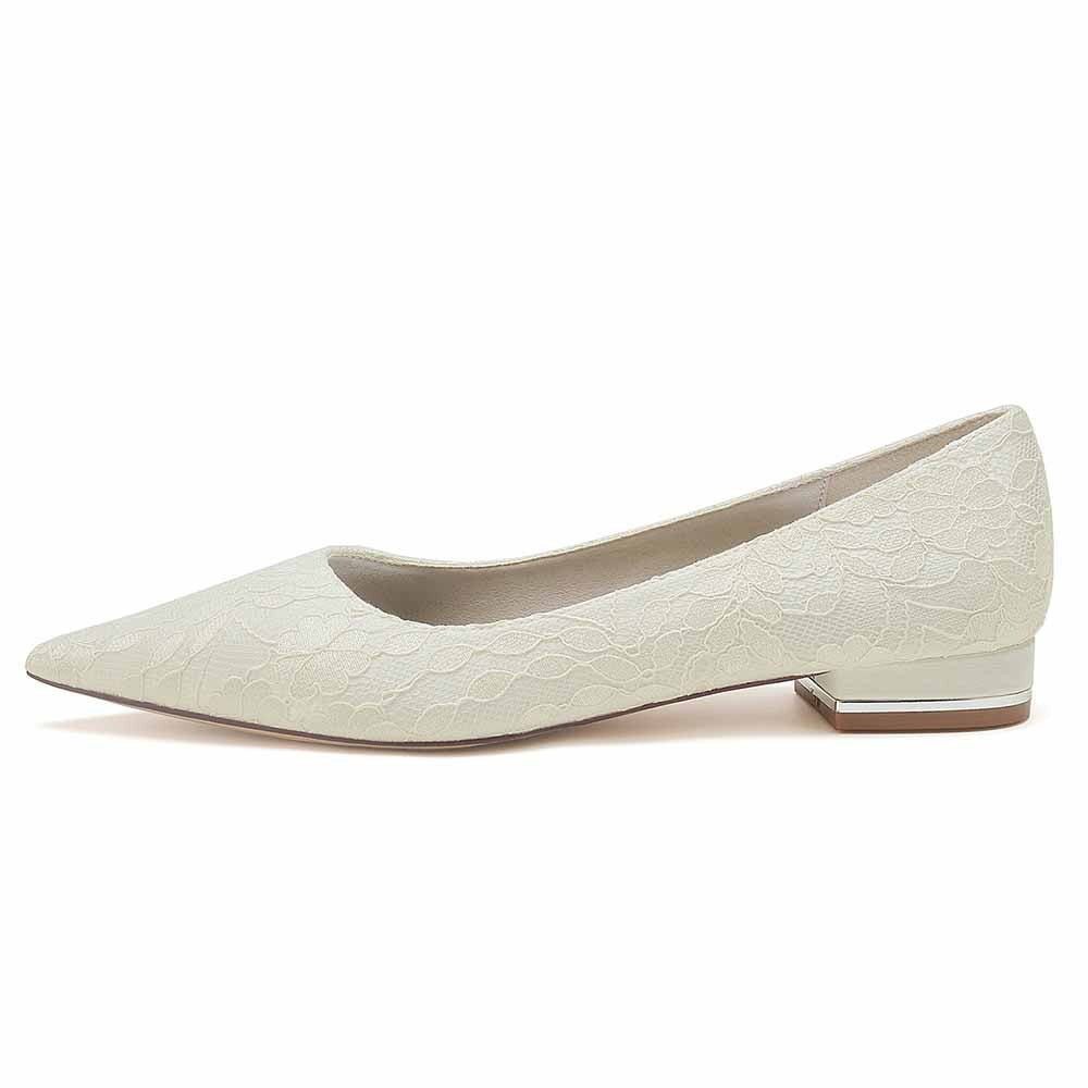 Elegant TC lace bridal flats for women with a delicate lace pattern and a stylish low heel