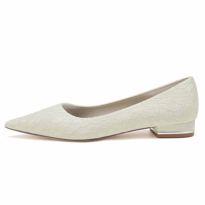 Elegant TC lace bridal flats for women with a delicate lace pattern and a stylish low heel