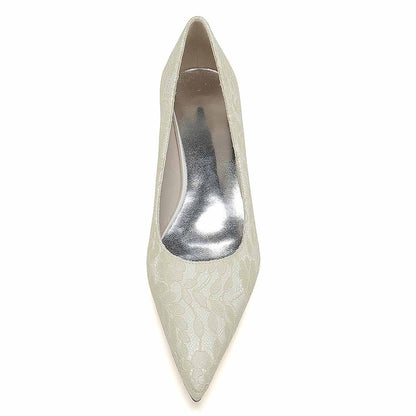 Elegant TC lace bridal flats for women with floral design and pointed toe for special occasions