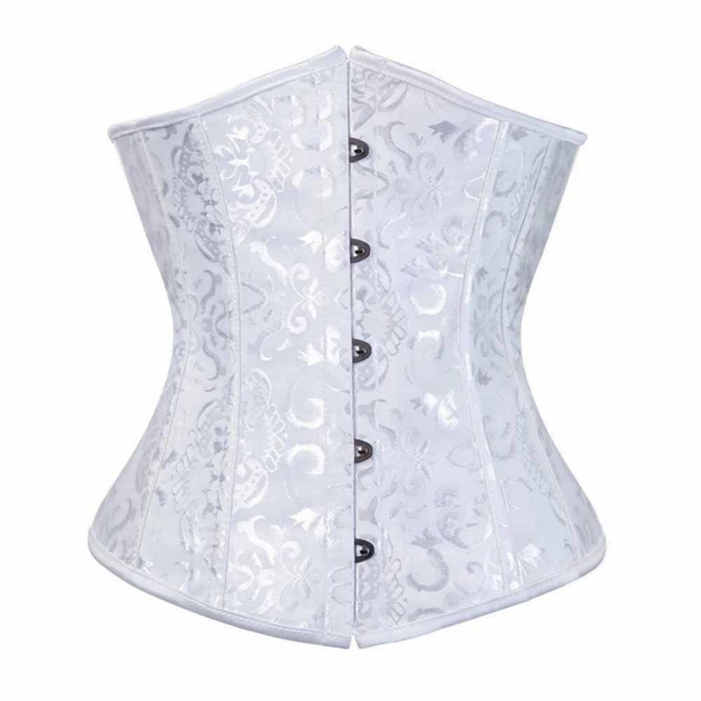 Womens Lace Up Boned Underbust Waist Trainer Corset Jacquarded