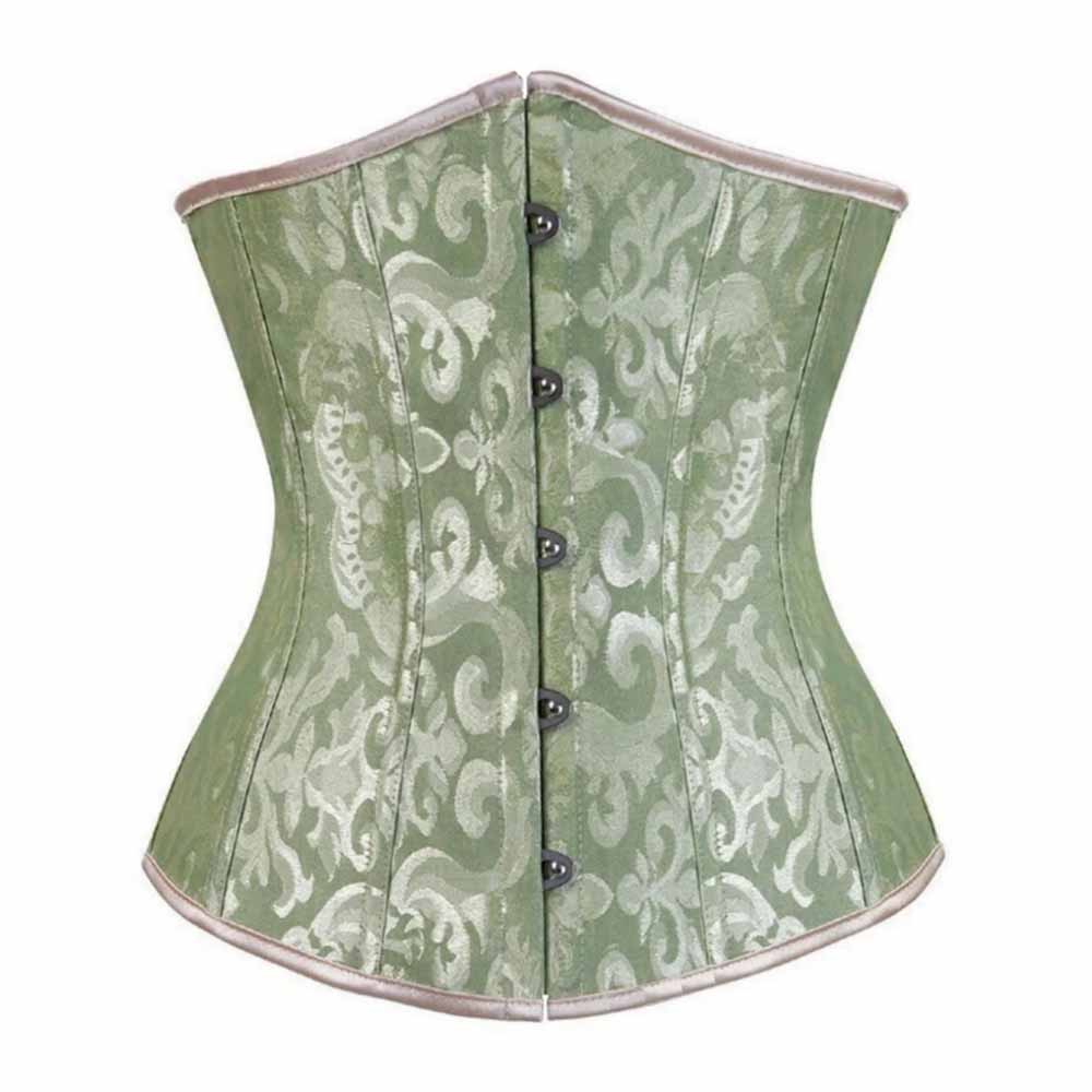 Womens Lace Up Boned Underbust Waist Trainer Corset Jacquarded