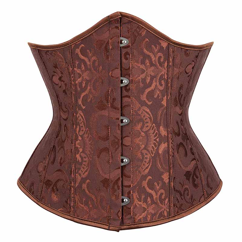 Womens Lace Up Boned Underbust Waist Trainer Corset Jacquarded