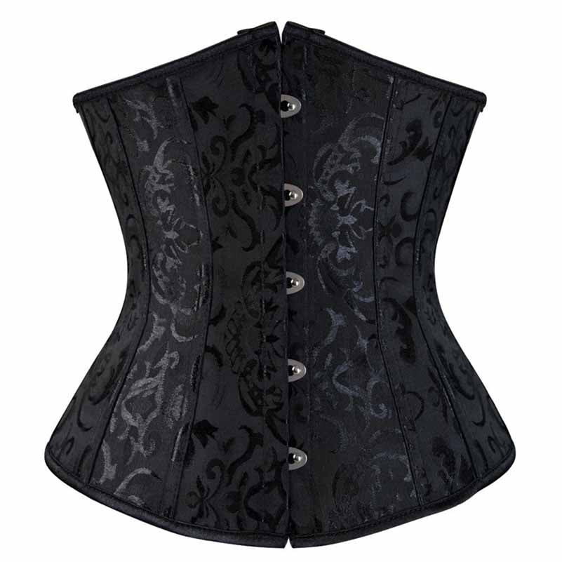 Womens Lace Up Boned Underbust Waist Trainer Corset Jacquarded