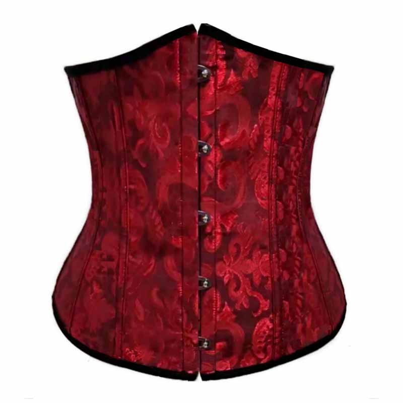 Womens Lace Up Boned Underbust Waist Trainer Corset Jacquarded