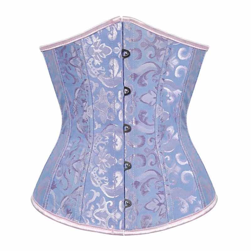 Womens Lace Up Boned Underbust Waist Trainer Corset Jacquarded