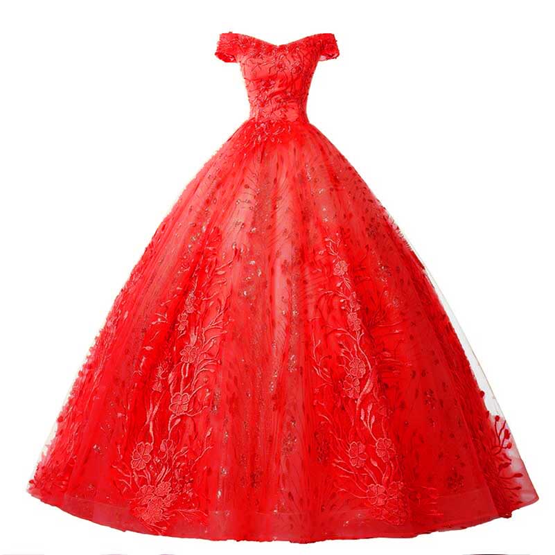 Quinceanera Dresses Ball Gown Puffy Sparkly Tulle Floral Wedding Dresses