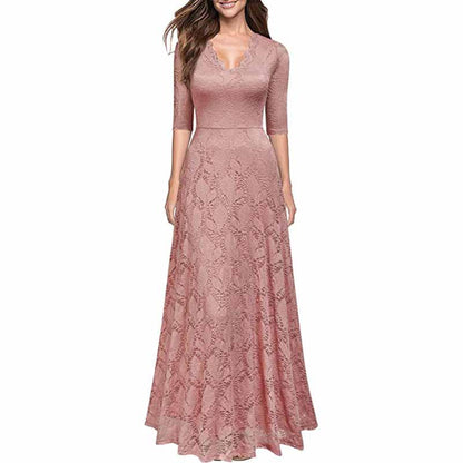 Lace Vintage Formal Bridesmaid Wedding Long Dress Prom Dress Homecoming Dress