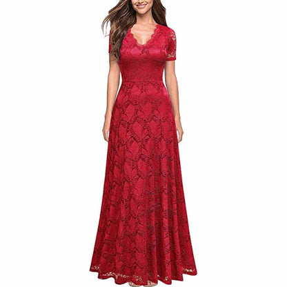 Lace Vintage Formal Bridesmaid Wedding Long Dress Prom Dress Homecoming Dress