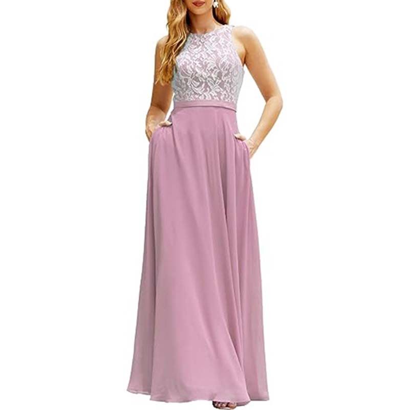 Lace Vintage Bridesmaid Dress Wedding Long Chiffon Prom Dress Homecoming Dress