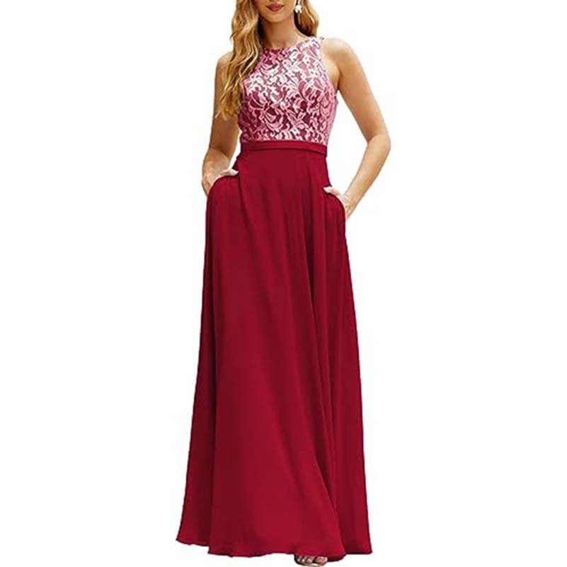 Lace Vintage Bridesmaid Dress Wedding Long Chiffon Prom Dress Homecoming Dress