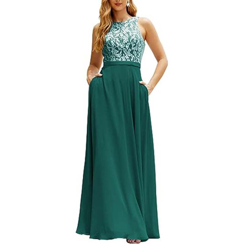 Lace Vintage Bridesmaid Dress Wedding Long Chiffon Prom Dress Homecoming Dress