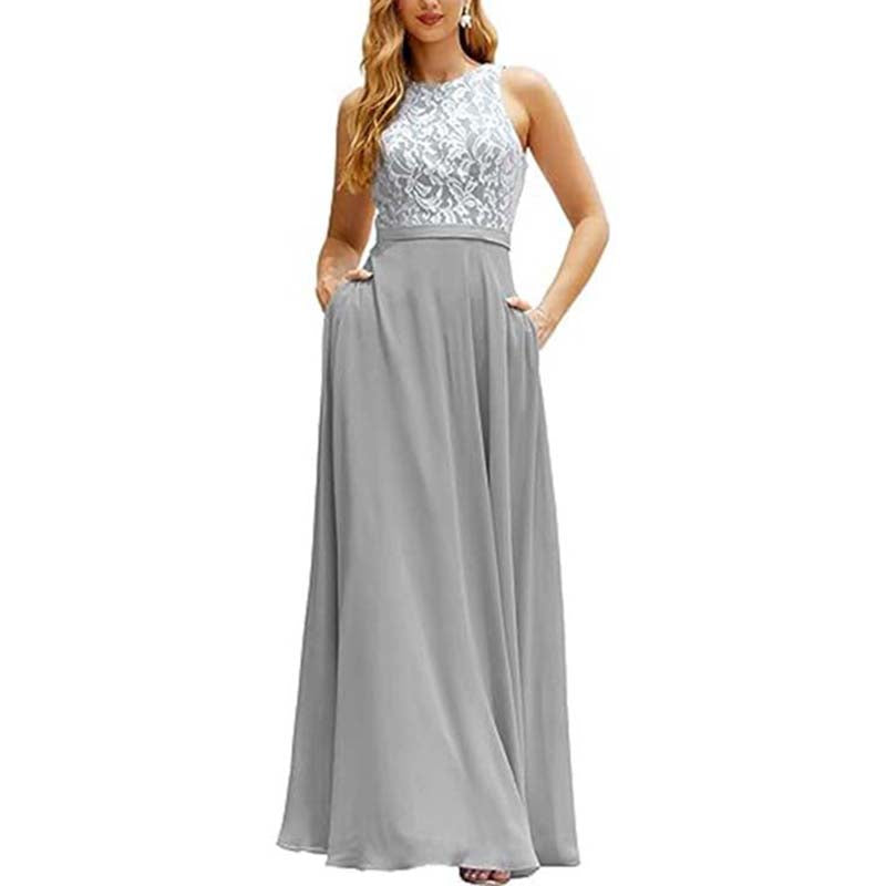 Lace Vintage Bridesmaid Dress Wedding Long Chiffon Prom Dress Homecoming Dress