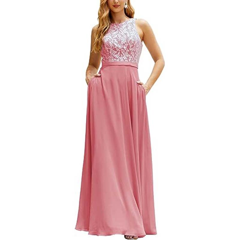 Lace Vintage Bridesmaid Dress Wedding Long Chiffon Prom Dress Homecoming Dress