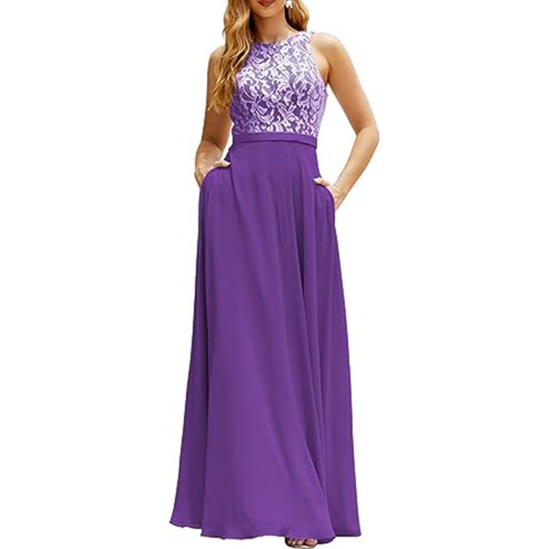 Lace Vintage Bridesmaid Dress Wedding Long Chiffon Prom Dress Homecoming Dress