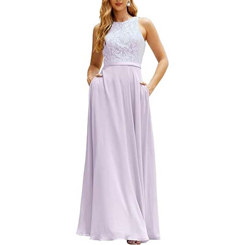 Lace Vintage Bridesmaid Dress Wedding Long Chiffon Prom Dress Homecoming Dress