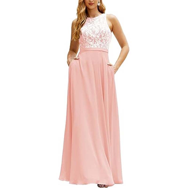 Lace Vintage Bridesmaid Dress Wedding Long Chiffon Prom Dress Homecoming Dress