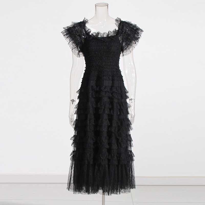 off the shoulder ruffle mesh dress Off-shoulder Lisette Ruffle Mesh Dresses Lace Gown – SD Dresscode &  Fashiontrends