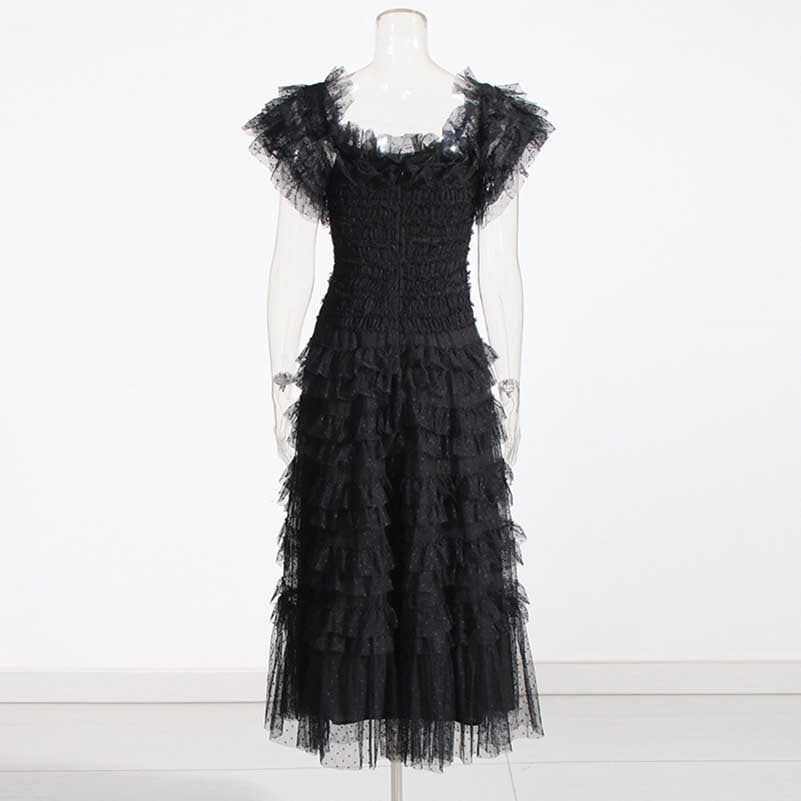 Off-shoulder Lisette Ruffle Mesh Dresses Lace Gown