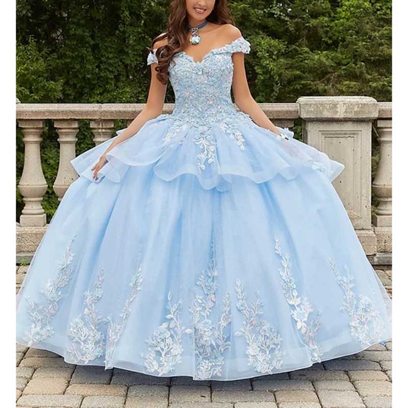 Off The Shoulder Quinceanera Dresses Appliques Ball Gowns Prom Dress