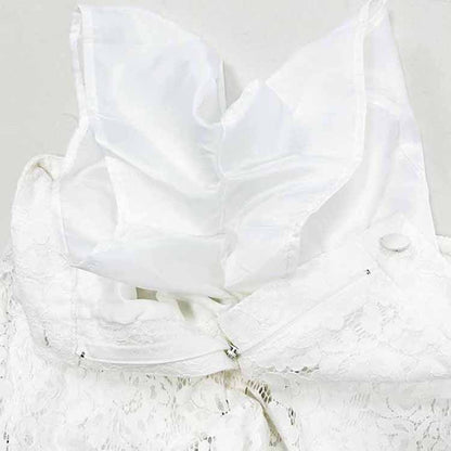 Women One Button Pantsuit Lace Wedding Sut Slim Fit Formal Set