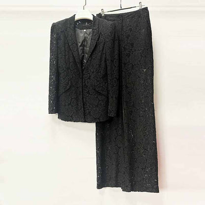 Women One Button Pantsuit Lace Wedding Sut Slim Fit Formal Set