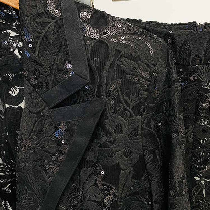 Women Sequined Wedding Suit Lace Blazer + Trousers Two Pieces Set Event Suit