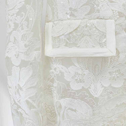 Women Sequined Wedding Suit Lace Blazer + Trousers Two Pieces Set Event Suit