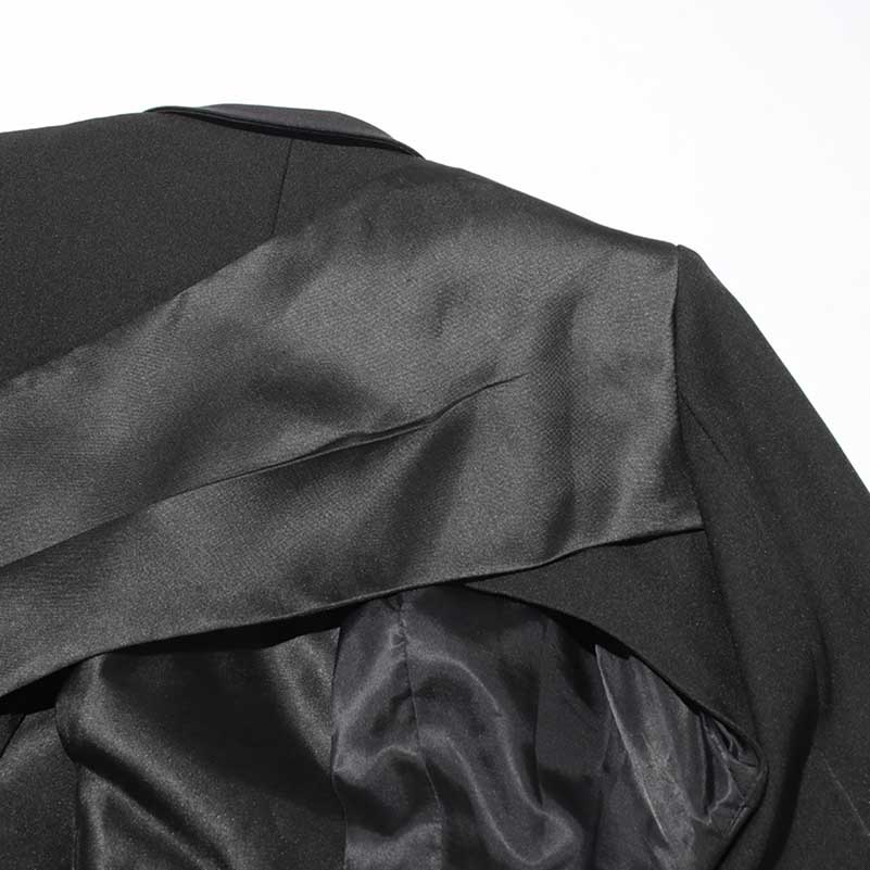 Women's Black Coat Asymmetric Cutout Silk-blend Satin blazer