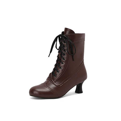 Women's Low Heel Lace-Up Boots