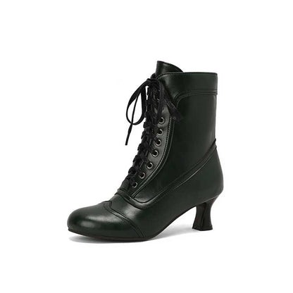 Women's Low Heel Lace-Up Boots