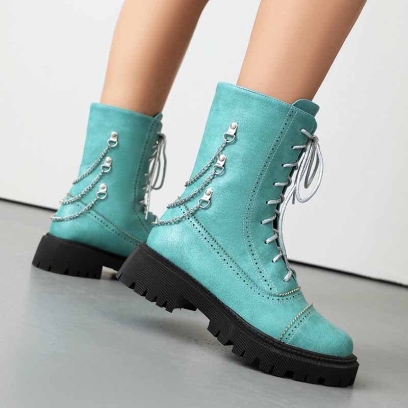 Women's Combat Boots High Top Ankle Lace-Up Boots