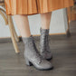 Women Faux Leather Block Heel Zip Ankle Boots Casual Dress Boots